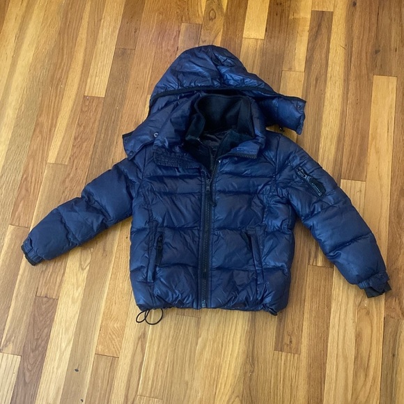 SAM Girls Blue Hooded Puffer Jacket Size 4 - Picture 1 of 9